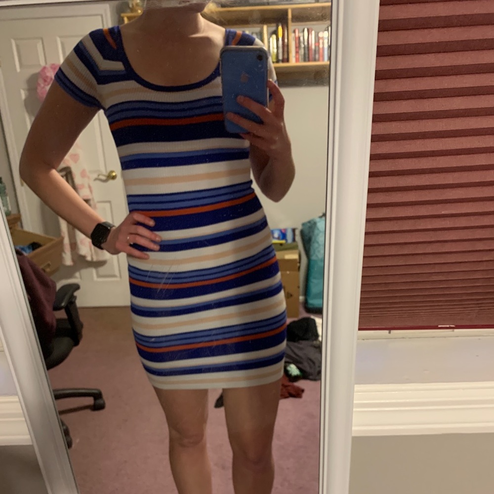 Stripped robbed mini dress